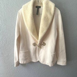 LRL  LAUREN JEANS CO Ivory Fleece Sherpa Toggle Fall Jacket Southwest Equestrian